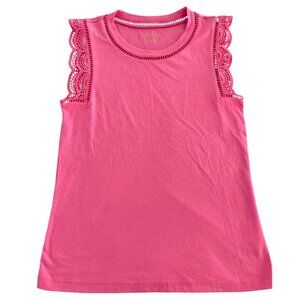 Lilly Pulitzer Agee Top Lace Detail Pink‎ Coral Size XXS 008218 $58 Feminine